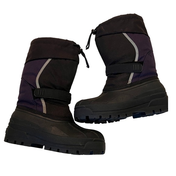 LL Bean Kids Snow Boots Black/purple Winter Cold Weather Insulated Buckle‎ - Picture 4 of 16